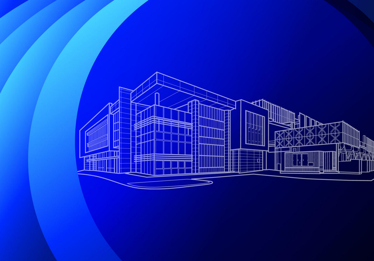 Line drawing of Datacom's Sydney data centre