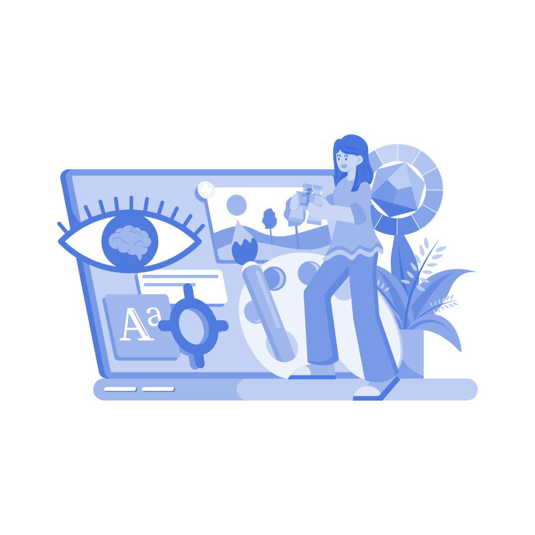 Illustration of girl on computer