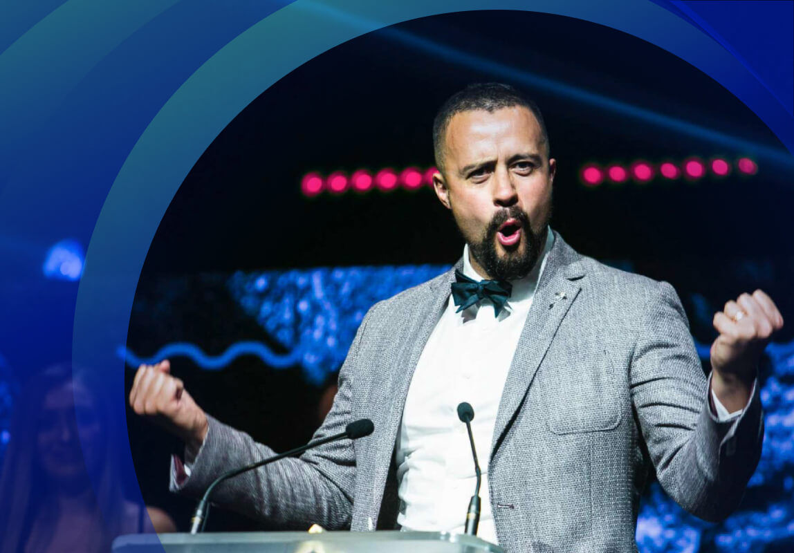 A Datacom employee celebrating at an awards show
