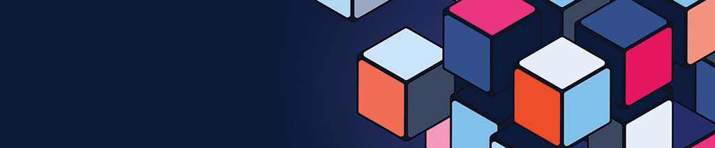 Colourful cubes on a dark blue background