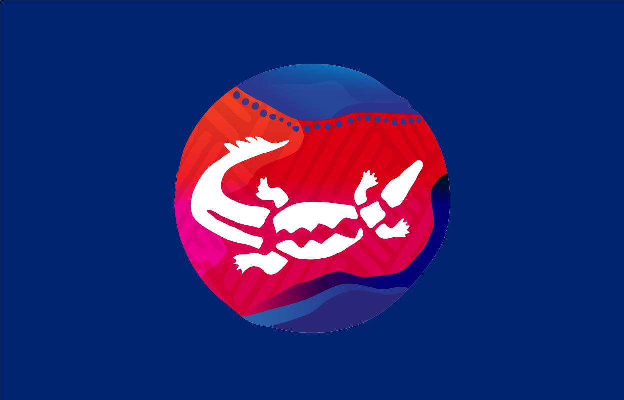 A colourful icon showing a crocodile