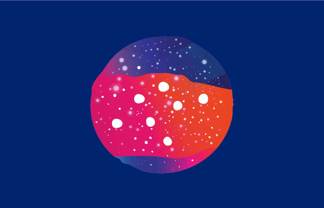 A colourful icon showing the stars above the Australian night sky