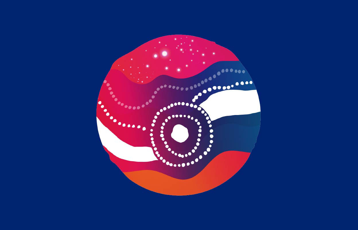 An icon showing colourful Aboriginal Australian artwork and dots symbolising ancestral knowledge