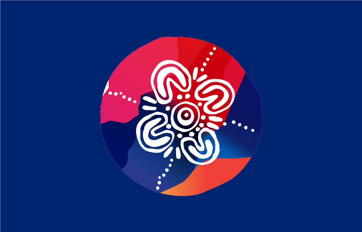 A colourful icon showing different Australian groups meeting
