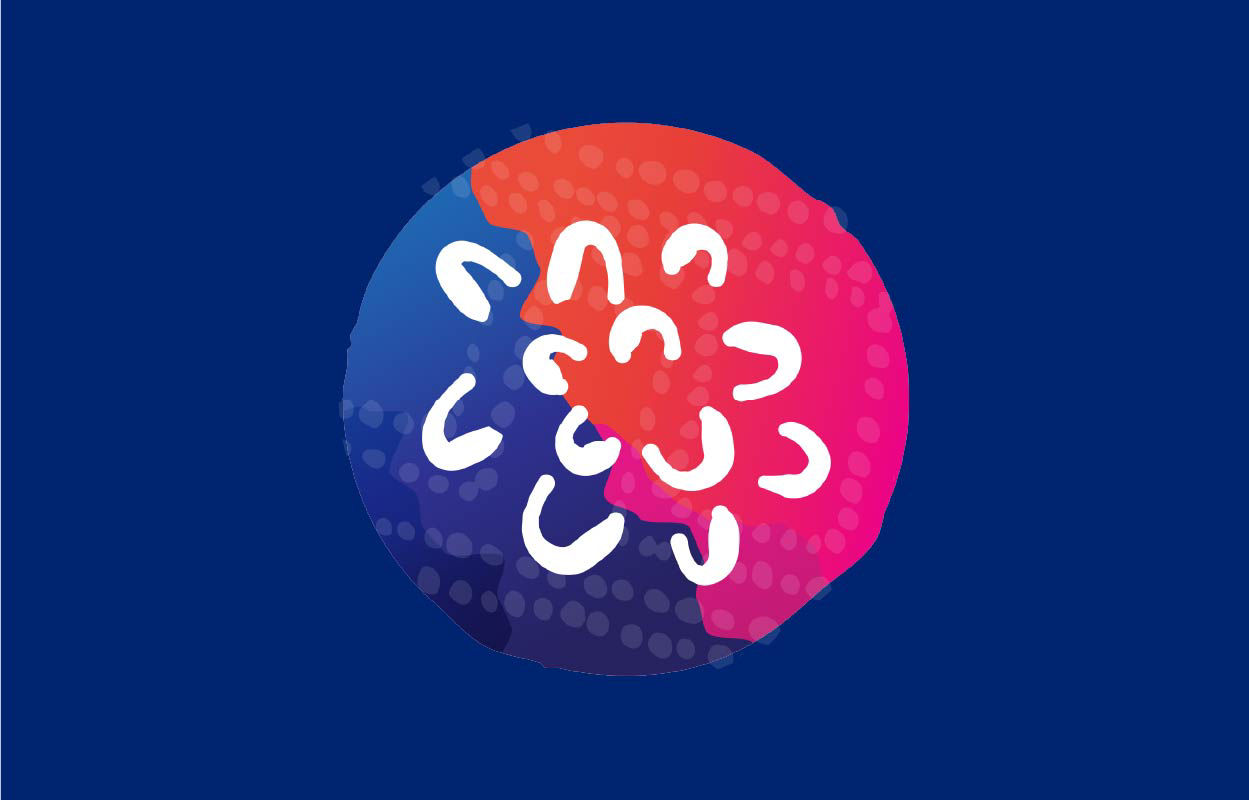A colourful icon showing Australian clans and mobs around a campfire