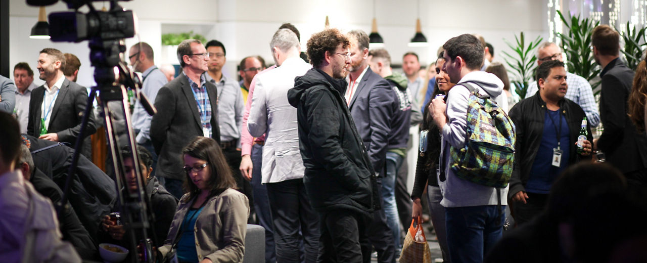 Datacomp participants mingling