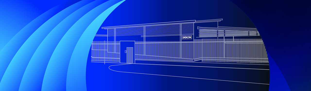 Line drawing of Datacom's Hamilton 'Kapua' data centre