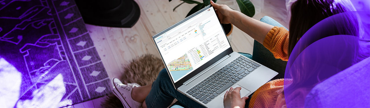 A person using the Datascape portal on their laptop