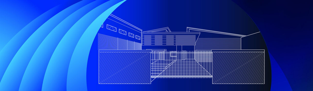 Line drawing of Datacom's Auckland 'Orbit' data centre