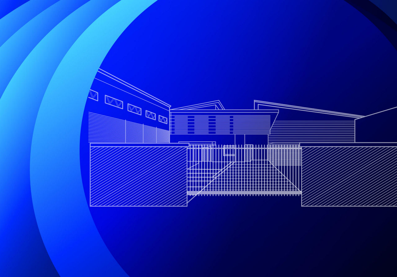 Line drawing of Datacom's Auckland 'Orbit' data centre