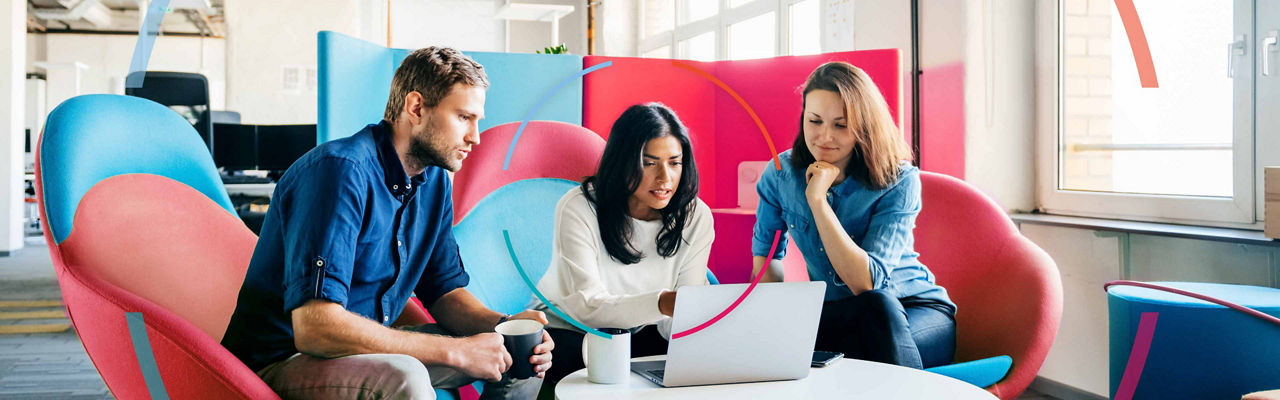 A businessman and businesswomen in the office