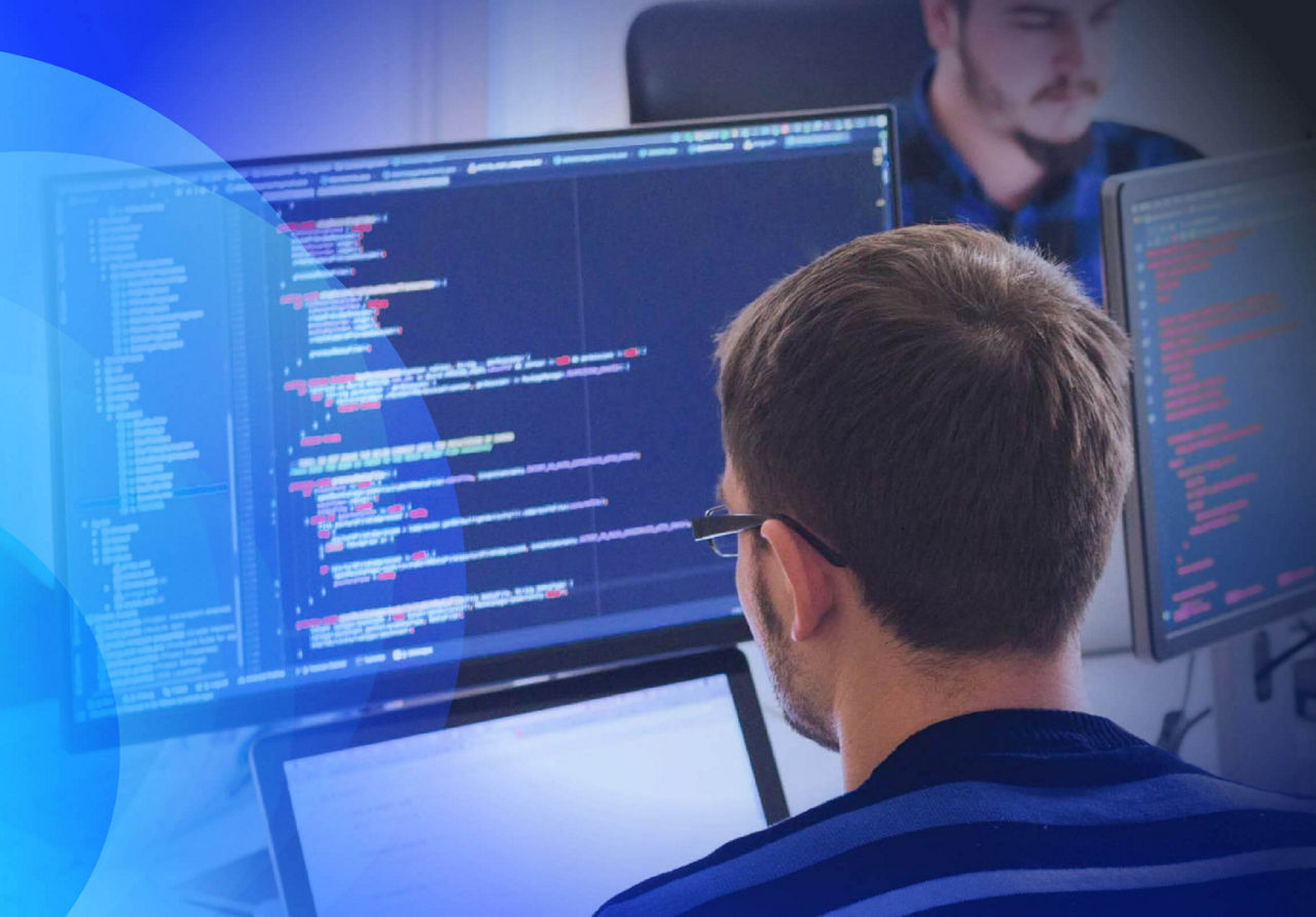 A team of software engineerings coding
