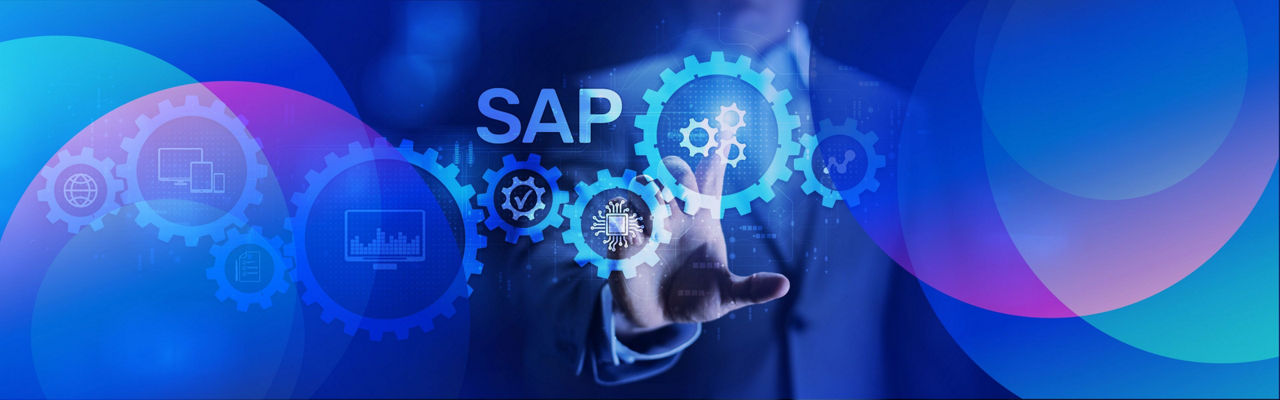 Man in suit pointing to SAP graphic projection