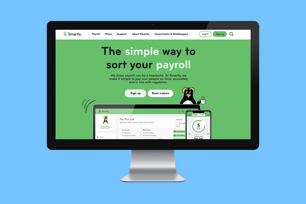 A screen mockup of the Smartly website