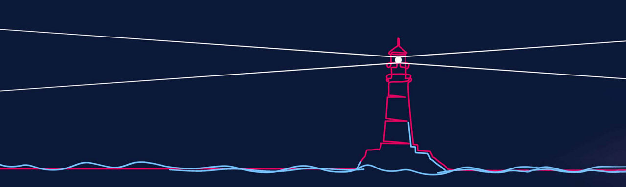 Datacom brand illustration of a lighthouse